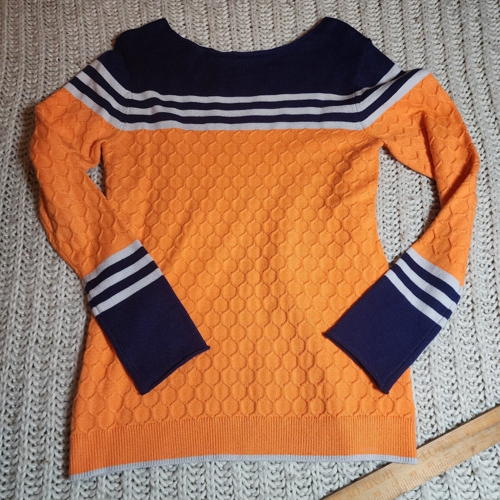 Color Block Sweater Womens Large Viscose Blend Chunky Knit Bloggers Favorite
